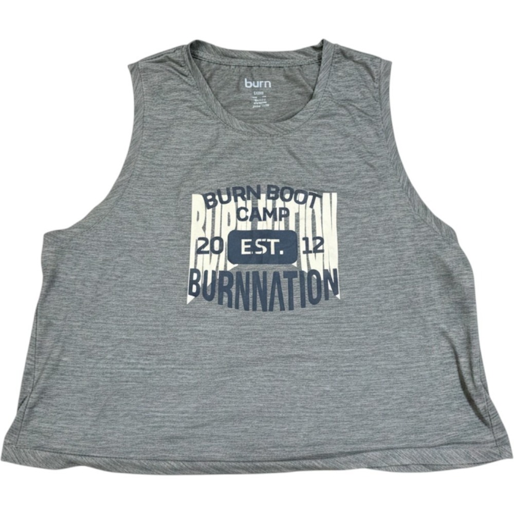 Burn Boot Camp Womens Gray Crop Tank Top Size XXXL